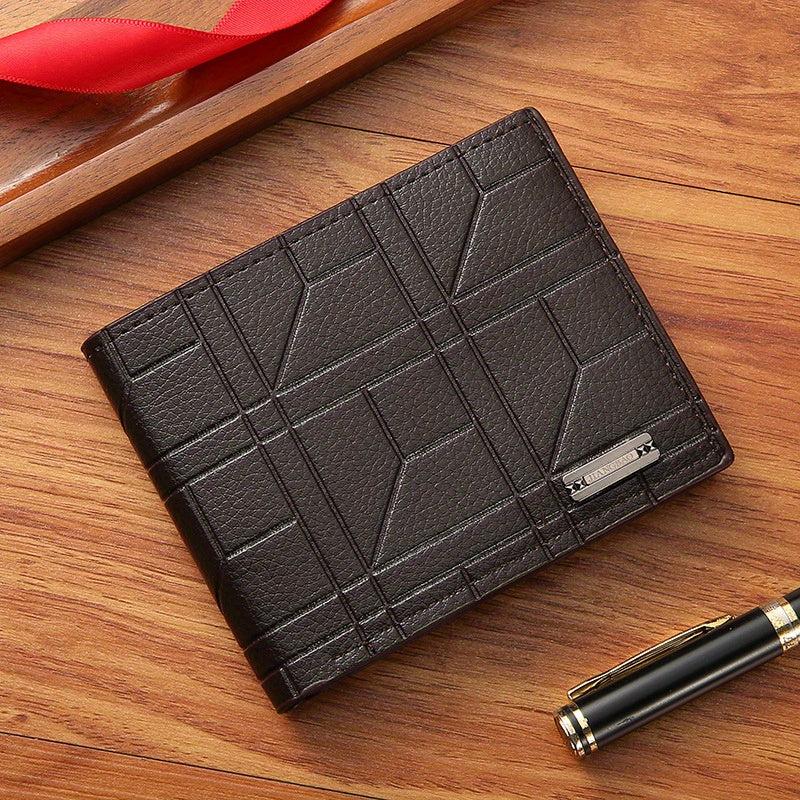 Men's Plaid Short Wallet Large Capacity Card Wallet