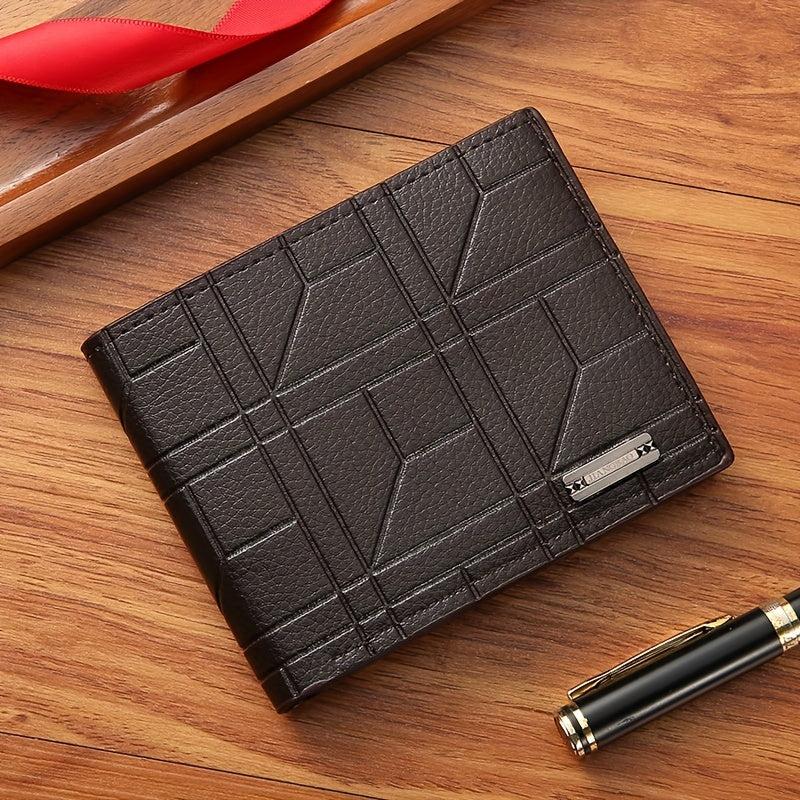 Men's Plaid Short Wallet Large Capacity Card Wallet