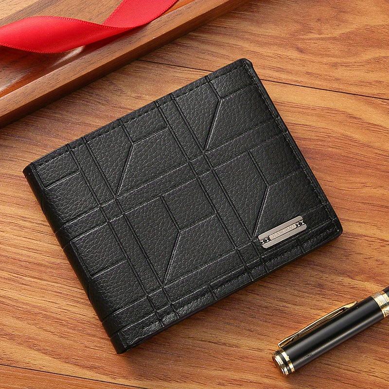 Men's Plaid Short Wallet Large Capacity Card Wallet