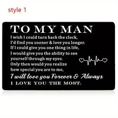 Never Forget That I Love You Engraved Aluminum Alloy Wallet Insert Card