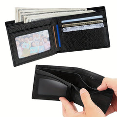 Men's Cowhide Short Wallet Business Purse Card Holder Gift