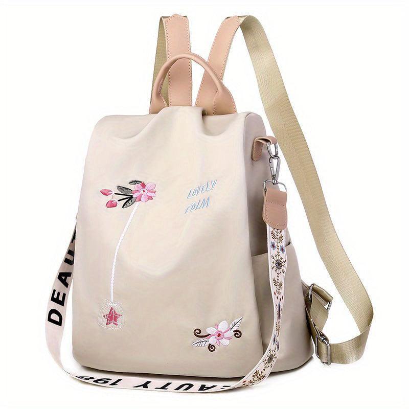 Embroidered Backpack Women's Oxford Cloth Anti-theft Travel Bag