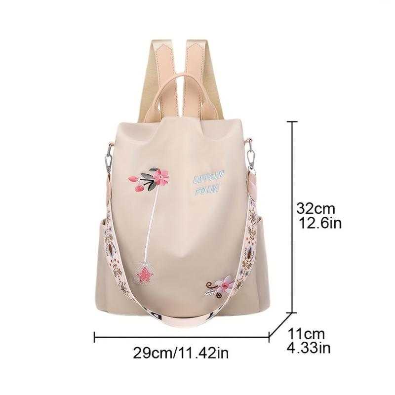 Embroidered Backpack Women's Oxford Cloth Anti-theft Travel Bag