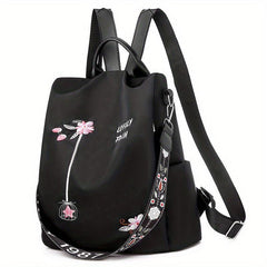 Embroidered Backpack Women's Oxford Cloth Anti-theft Travel Bag