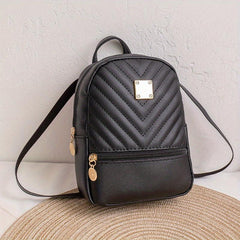 Small Backpack Girls Casual Embossed V Letter Backpack For Women