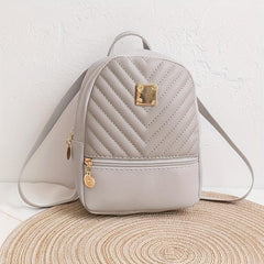 Small Backpack Girls Casual Embossed V Letter Backpack For Women