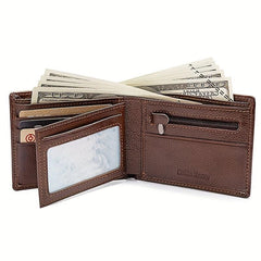 Men's Cowhide Leather Short Wallet Card Holder Purse Horizontal Wallet