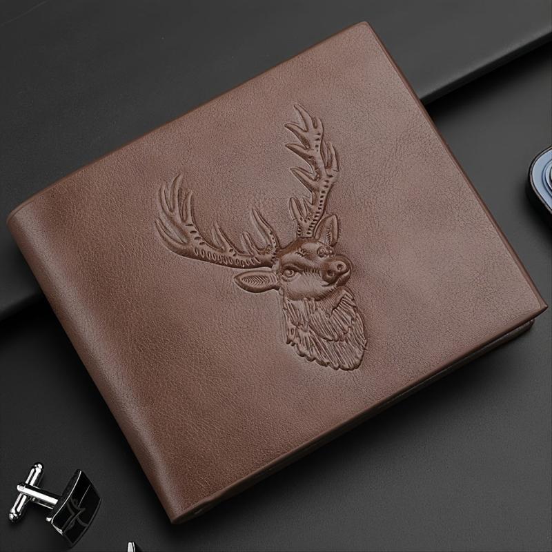 Men's Deer Head Print PU Leather Wallet Card Holder