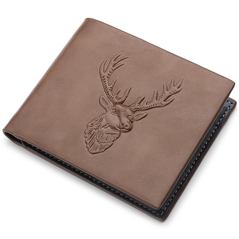 Men's Deer Head Print PU Leather Wallet Card Holder