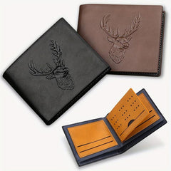 Men's Deer Head Print PU Leather Wallet Card Holder