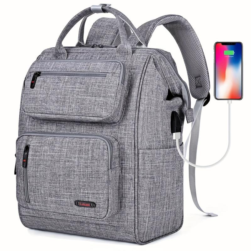 Casual Backpack USB Charging Port Large Waterproof Computer Bag