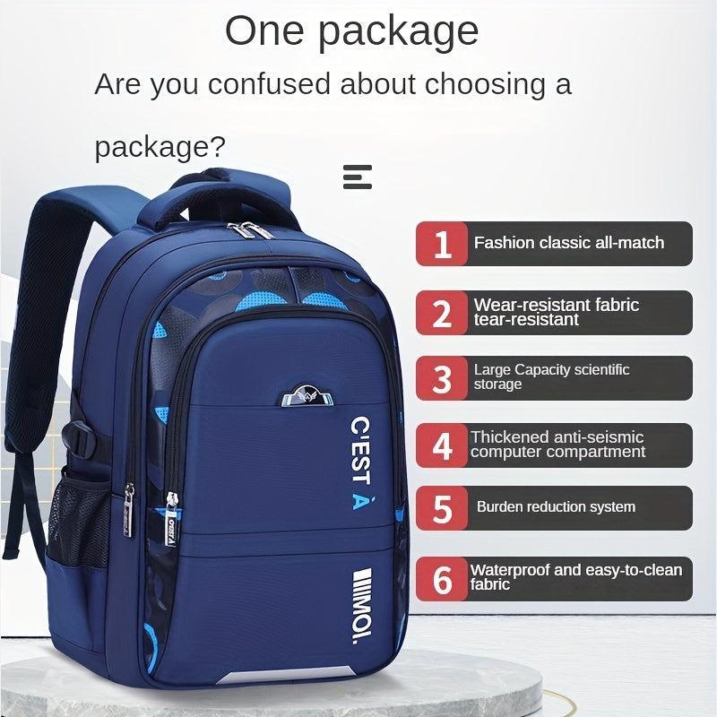 Waterproof Backpack with Spine Protection for Junior High School Student