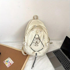Solid Backpack Sporty Style College Students Schoolbag Foldable Backpack
