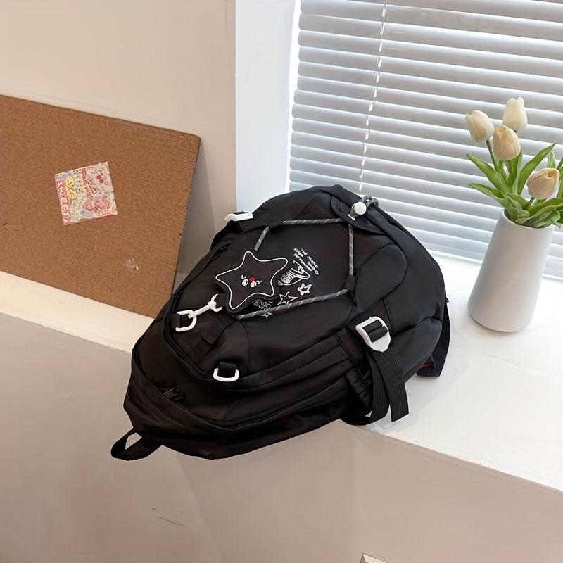 Solid Backpack Sporty Style College Students Schoolbag Foldable Backpack