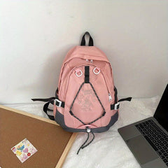 Solid Backpack Sporty Style College Students Schoolbag Foldable Backpack