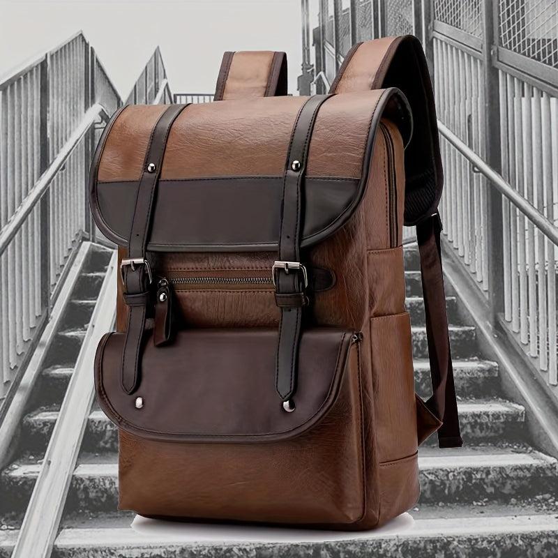Vintage Large Capacity PU Leather Shoulder Bag Backpack Waterproof