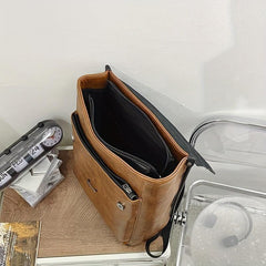 Men's Retro Contrast Bag Large Capacity School Bag