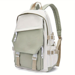 Retro Flap Backpack Large Capacity Contrast Bag Student Travel Bag