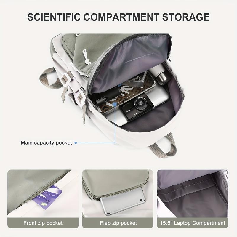 Retro Flap Backpack Large Capacity Contrast Bag Student Travel Bag