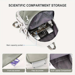 Retro Flap Backpack Large Capacity Contrast Bag Student Travel Bag