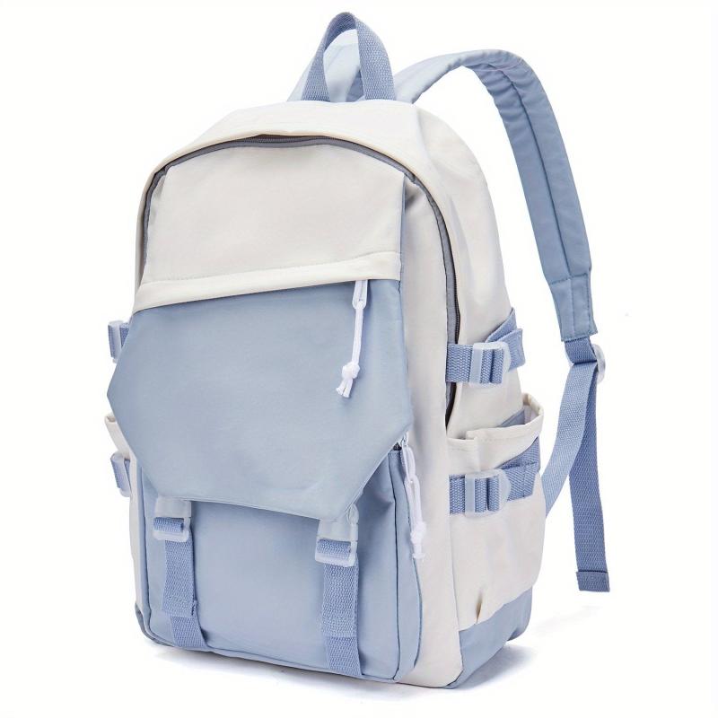 Retro Flap Backpack Large Capacity Contrast Bag Student Travel Bag