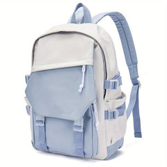 Retro Flap Backpack Large Capacity Contrast Bag Student Travel Bag