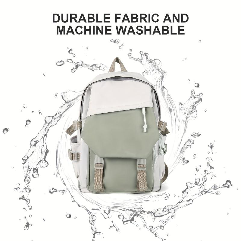 Retro Flap Backpack Large Capacity Contrast Bag Student Travel Bag