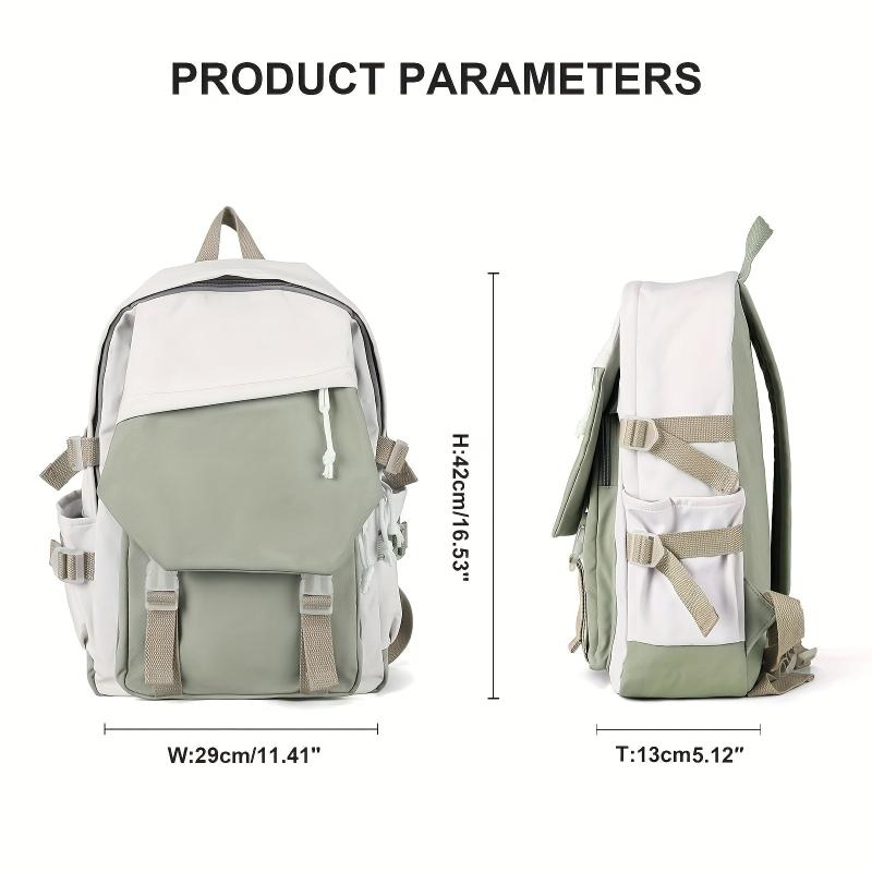 Retro Flap Backpack Large Capacity Contrast Bag Student Travel Bag