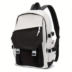 Retro Flap Backpack Large Capacity Contrast Bag Student Travel Bag