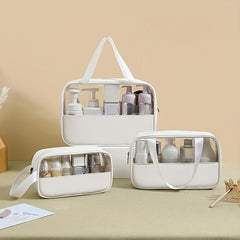 3pcs Set Portable Transparent Cosmetics Bag Waterproof Toiletry Bag
