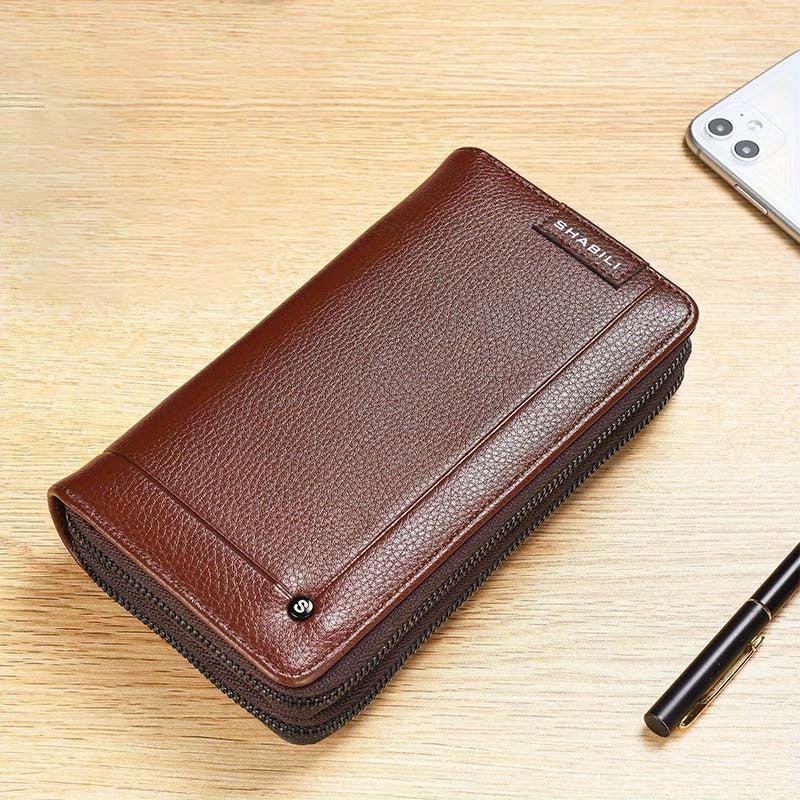 Men's Business Litchi Pattern Clutch Bag Zipper Wallet Handbag