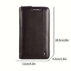 Men's Business Litchi Pattern Clutch Bag Zipper Wallet Handbag