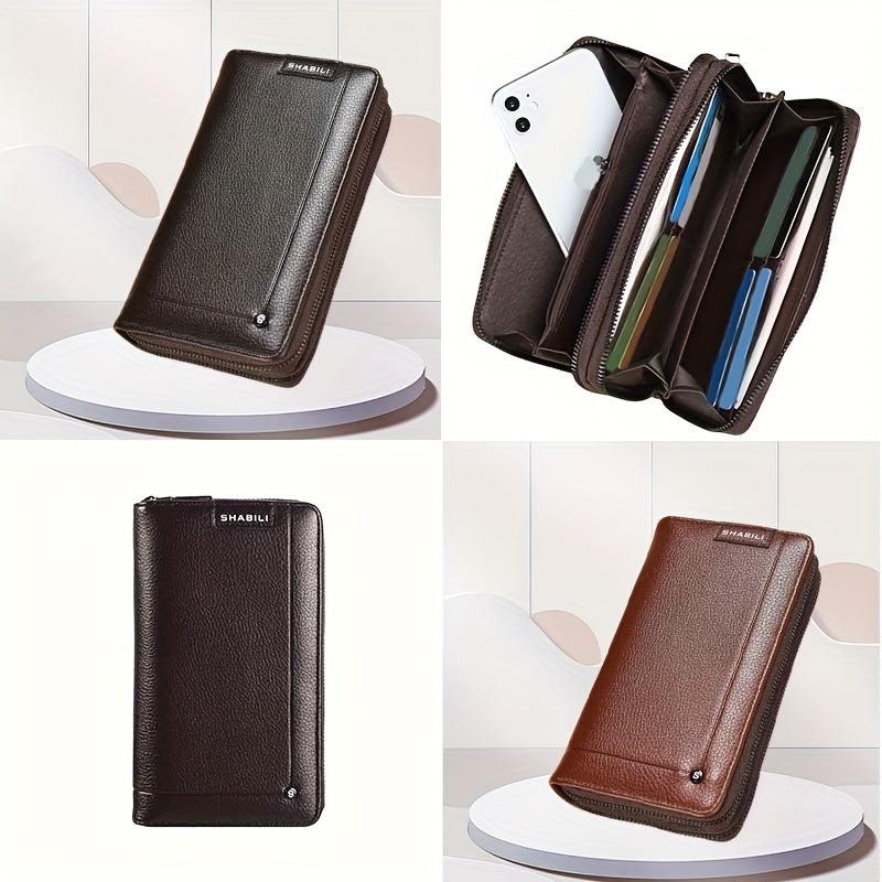 Men's Business Litchi Pattern Clutch Bag Zipper Wallet Handbag