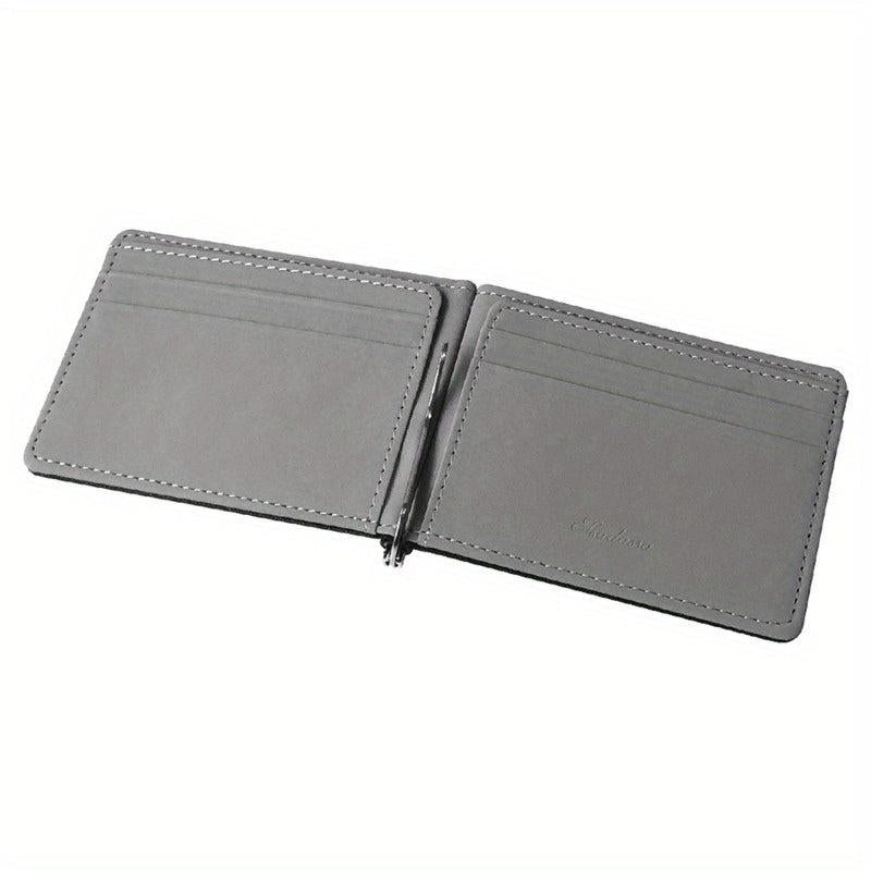 Men's Textured PU Leather Card Holder Wallet Money Clip