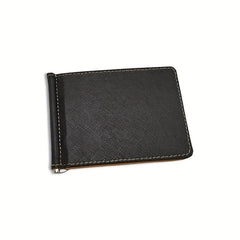 Men's Textured PU Leather Card Holder Wallet Money Clip