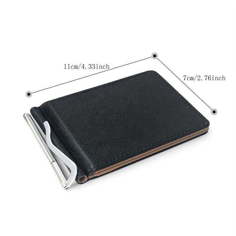 Men's Textured PU Leather Card Holder Wallet Money Clip