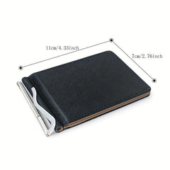 Men's Textured PU Leather Card Holder Wallet Money Clip