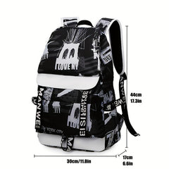 Men's Graffiti Backpack Large Capacity Casual Backpack Laptop Backpack