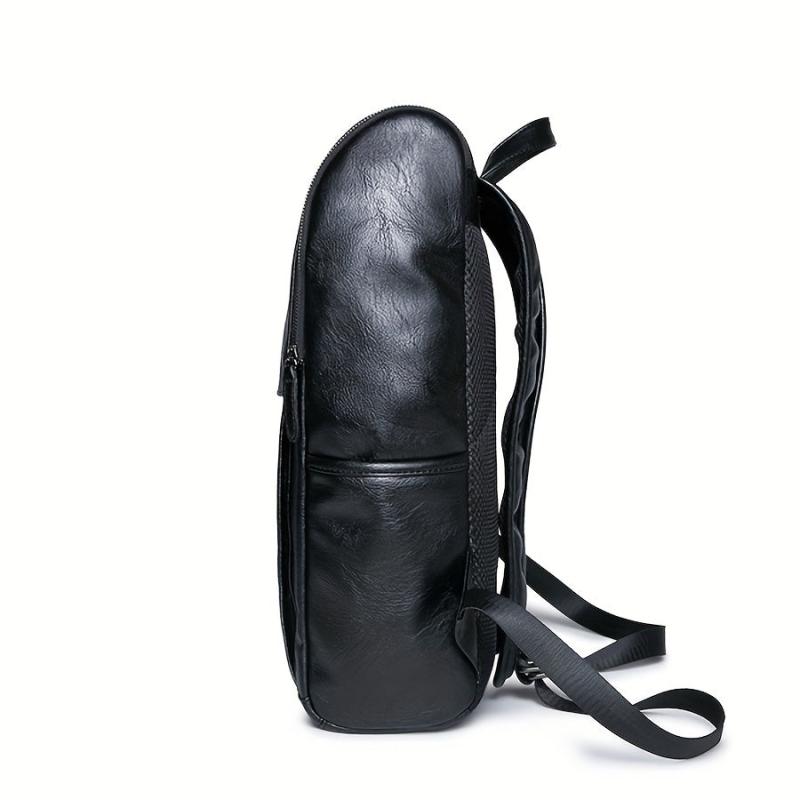 Men's Women's Outdoor Leather Backpack Student Commuter Bag