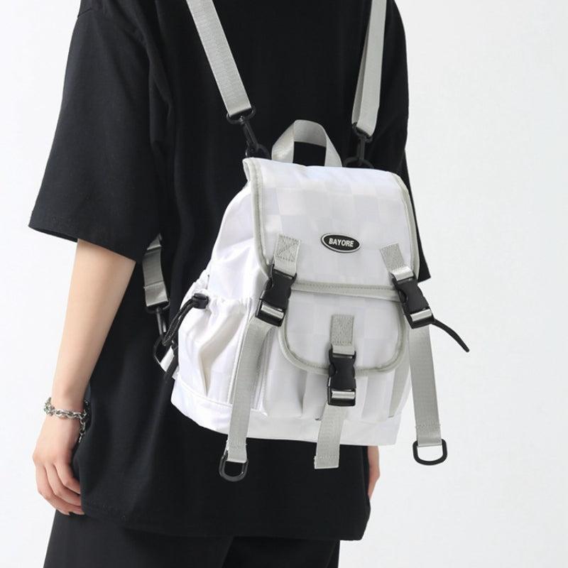 Preppy Style Double Shoulder Bag Student Backpack Plaid Pattern Bag