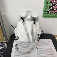 Preppy Style Double Shoulder Bag Student Backpack Plaid Pattern Bag