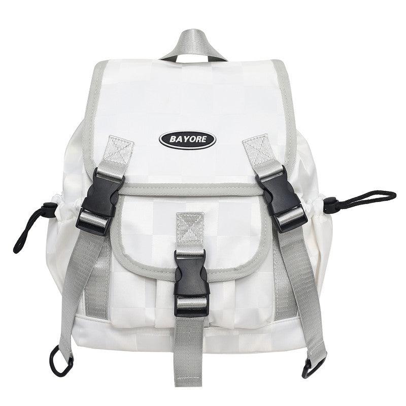 Preppy Style Double Shoulder Bag Student Backpack Plaid Pattern Bag
