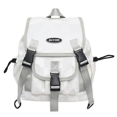 Preppy Style Double Shoulder Bag Student Backpack Plaid Pattern Bag