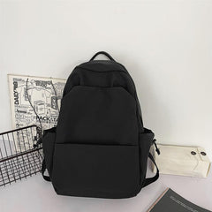 Nylon Pleated Solid Double Shoulder School Bag
