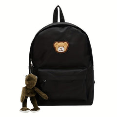 Preppy Style Bear Pattern Travel Backpack with Pendant