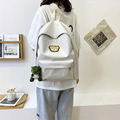 Preppy Style Bear Pattern Travel Backpack with Pendant