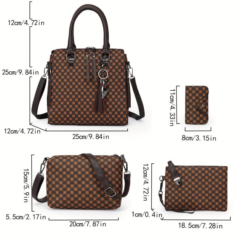 4 Piece Set Business Briefcase Summer Women's Shoulder Bag