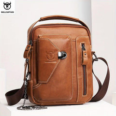 BULLCAPTAIN Leather Shoulder Bag Crossbody Satchel for Men