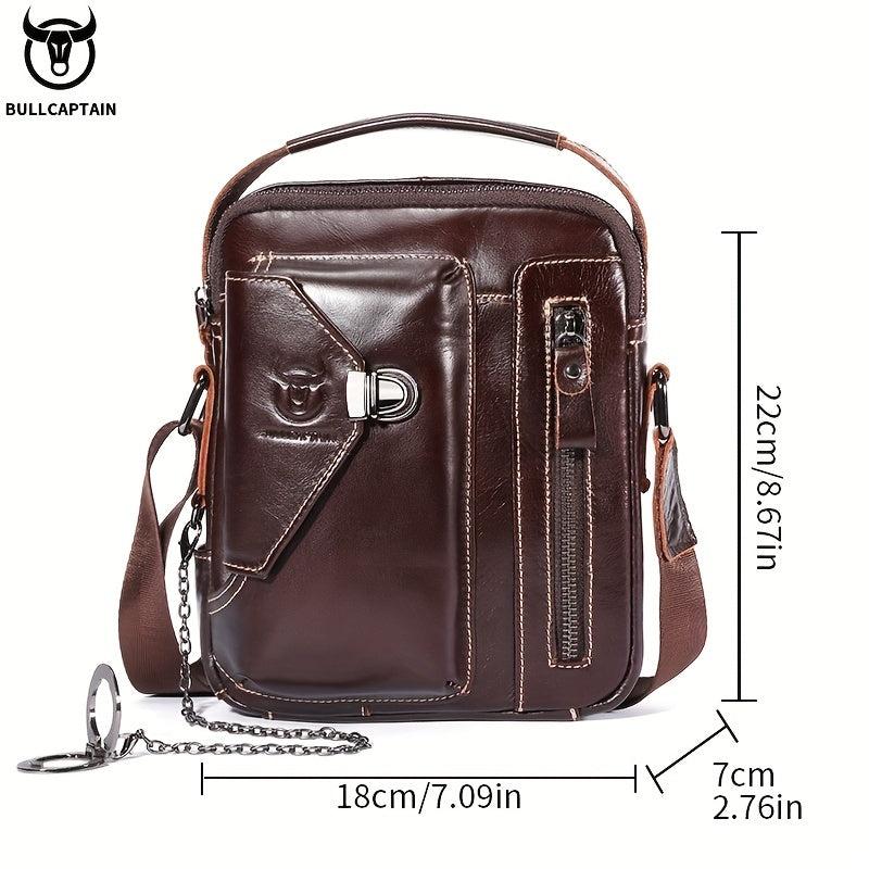 BULLCAPTAIN Leather Shoulder Bag Crossbody Satchel for Men