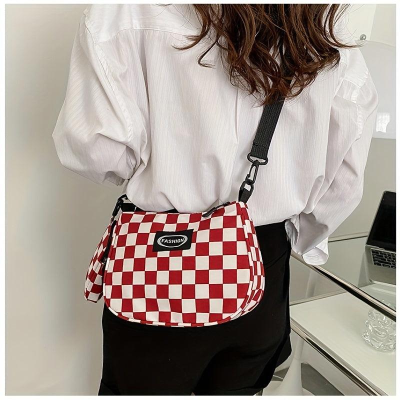 Canvas Checkerboard Shoulder Bag Messenger Bag